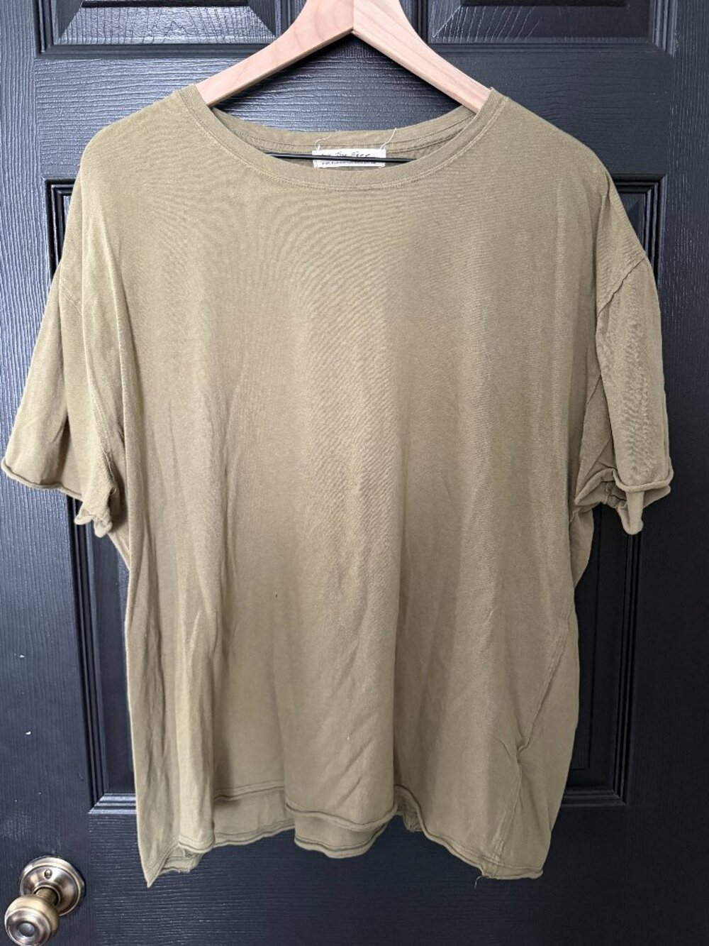NWOT Womens Free People Oversize Tee Shirt Olive Green Medium
